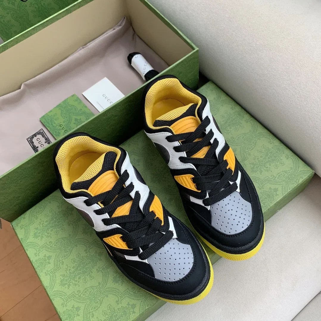 Gucci Basket Sneaker Black Yellow And White for Men Gucci Basket Sneaker Black Yellow And White for Men