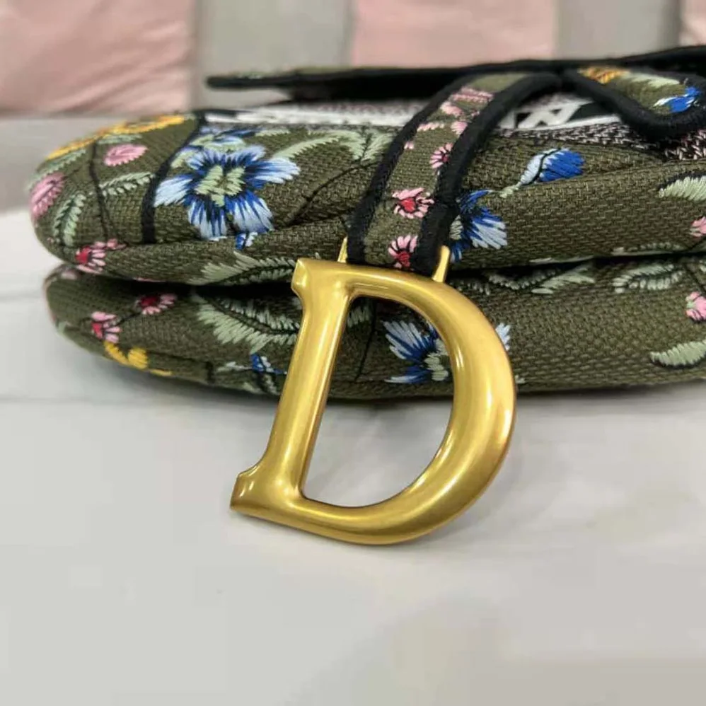 Dior Saddle Bag Green Multicolor Dior Petites Fleurs Embroidery for Women Dior Saddle Bag Green Multicolor Dior Petites Fleurs Embroidery for Women