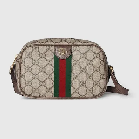 Gucci Ophidia Small Shoulder Bag / Beige And Dark Brown Light Gold Hardware