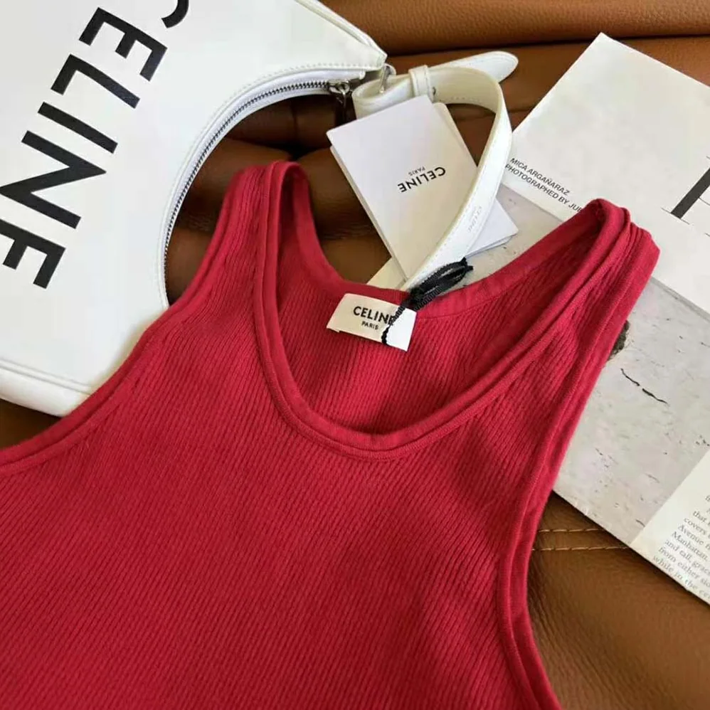 Celine Athletic Knit Bra Top for Women in Red Celine Athletic Knit Bra Top for Women in Red