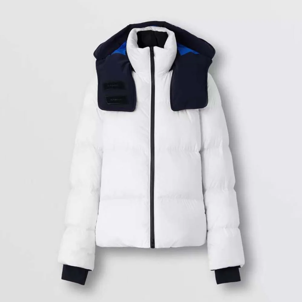 Burberry Detachable Hood Nylon Puffer Jacket for Women in White