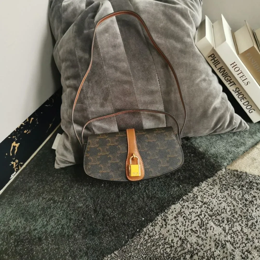 Celine Clutch On Strap Tabou In Triomphe Canvas Brown /