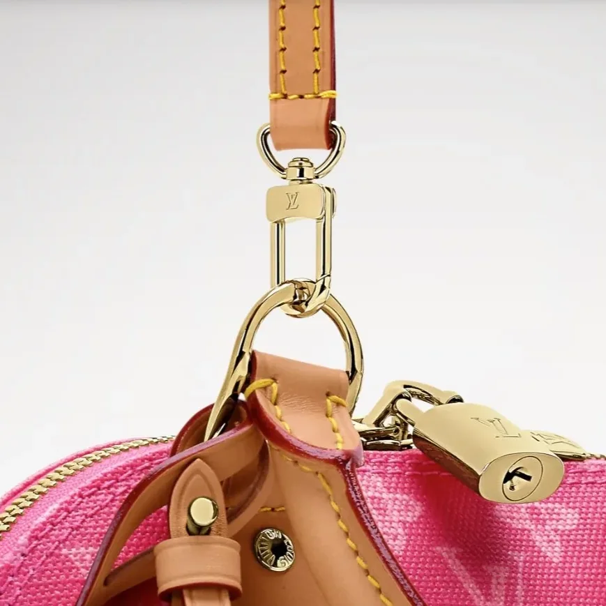 Louis Vuitton Alma BB Top Handle Bag / Monogram Origine Rose Ruban Gold Hardware