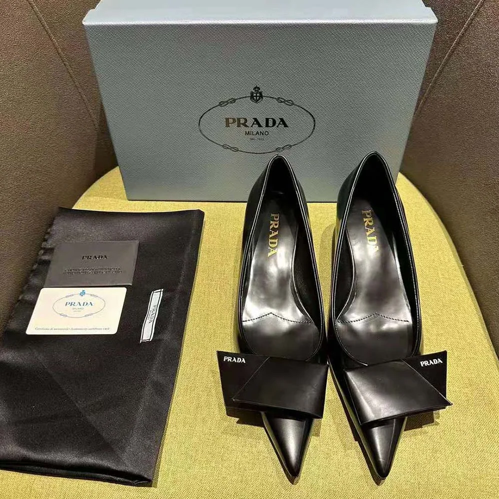 Prada Brushed Leather Pumps for Women in Black Prada Brushed Leather Pumps for Women in Black