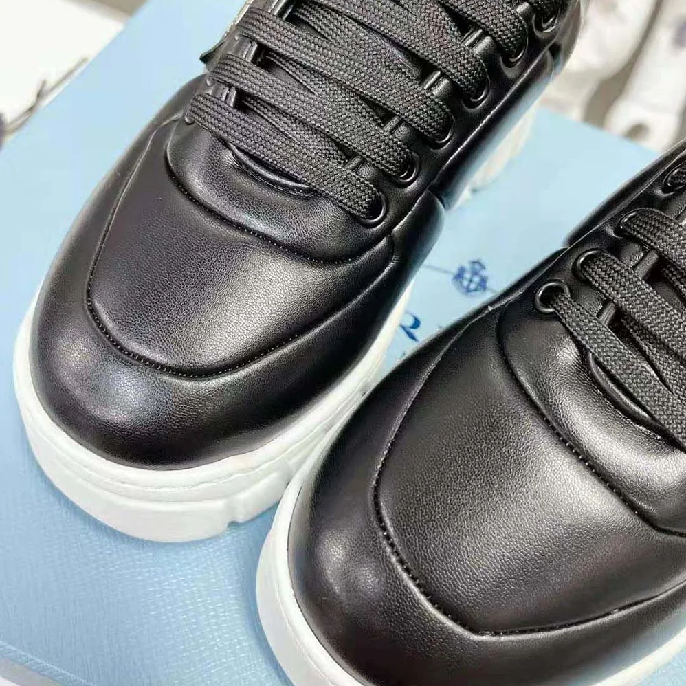 Prada Padded Nappa Leather Sneakers for Women in Black Prada Padded Nappa Leather Sneakers for Women in Black