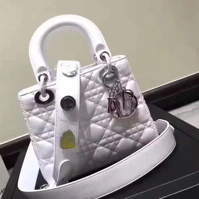 Dior My Lady Dior Bag in Cannage Lambskin in White