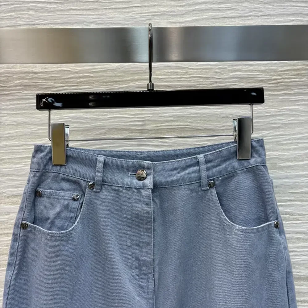 Fendi Long Jeans Blue Denim Pants for Women