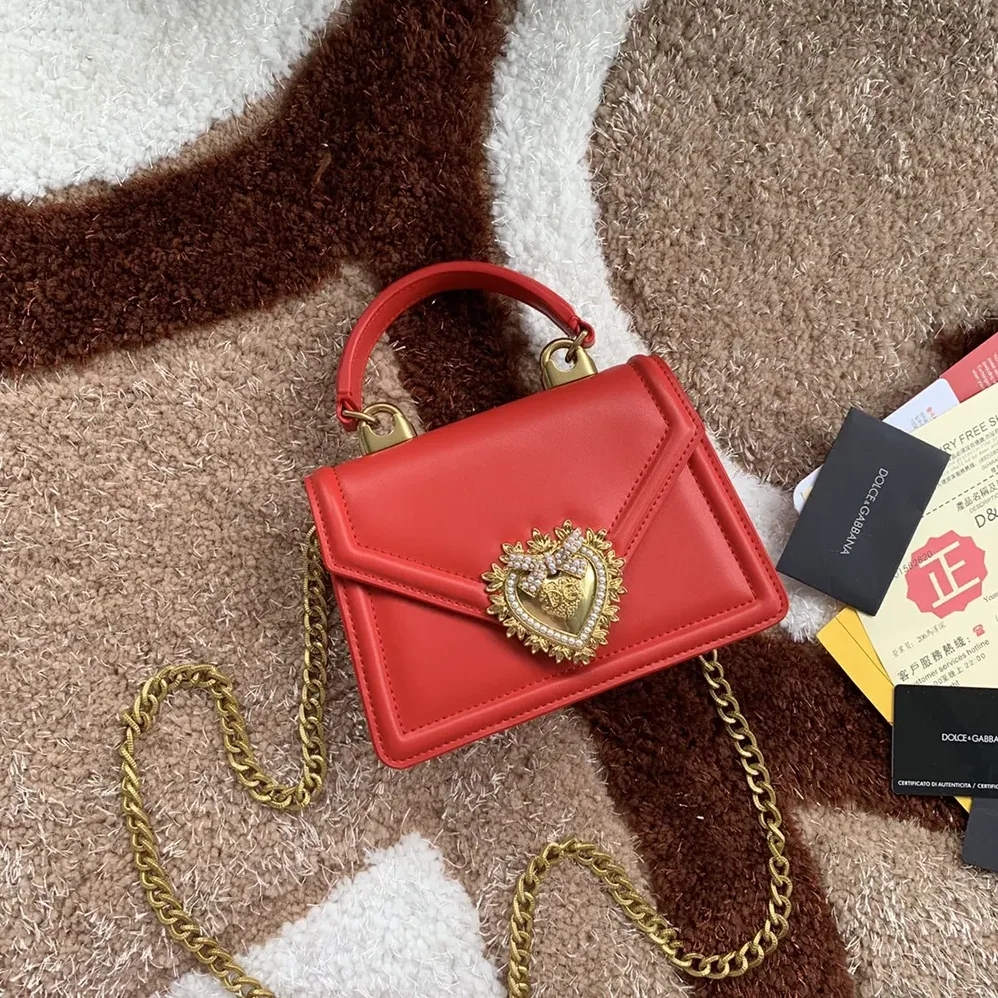 Dolce Gabbana D&G Medium Smooth Calfskin Devotion Bag for Women in Red