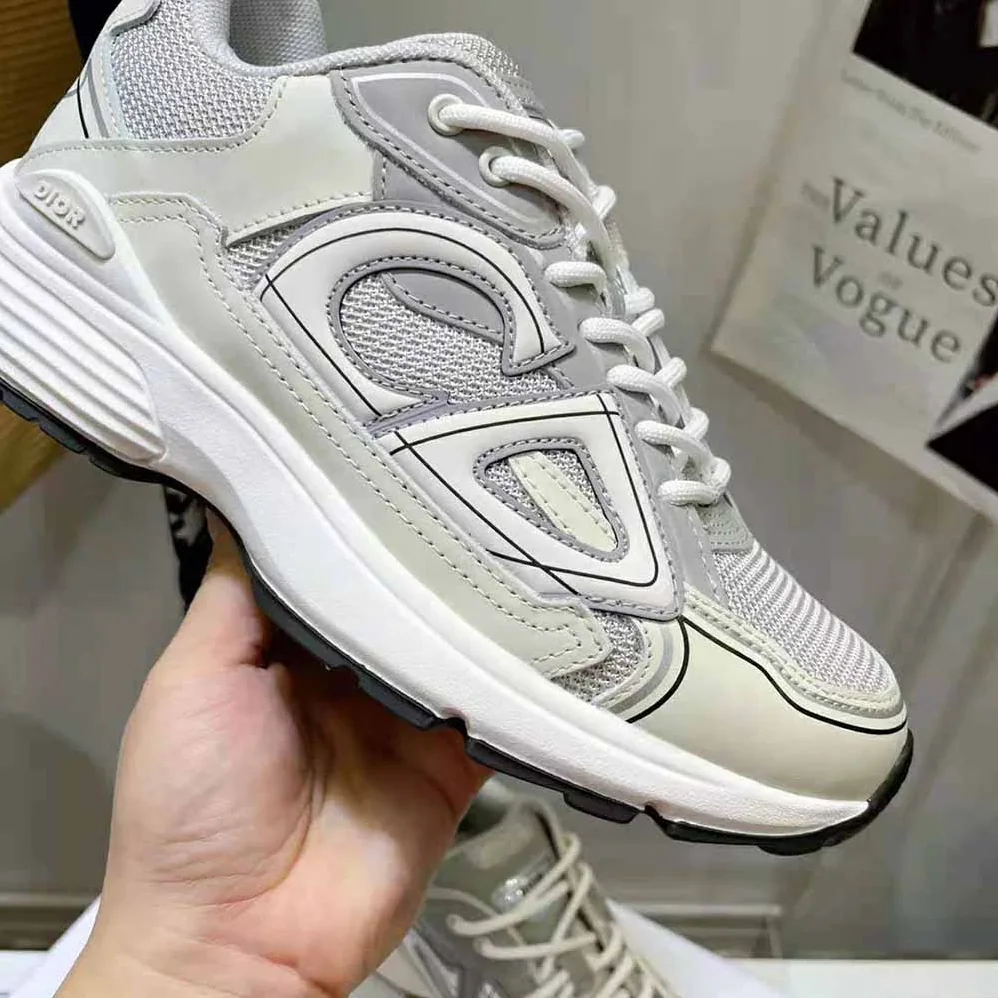 Dior B30 Sneaker Gray Mesh and White Technical Fabric for Men