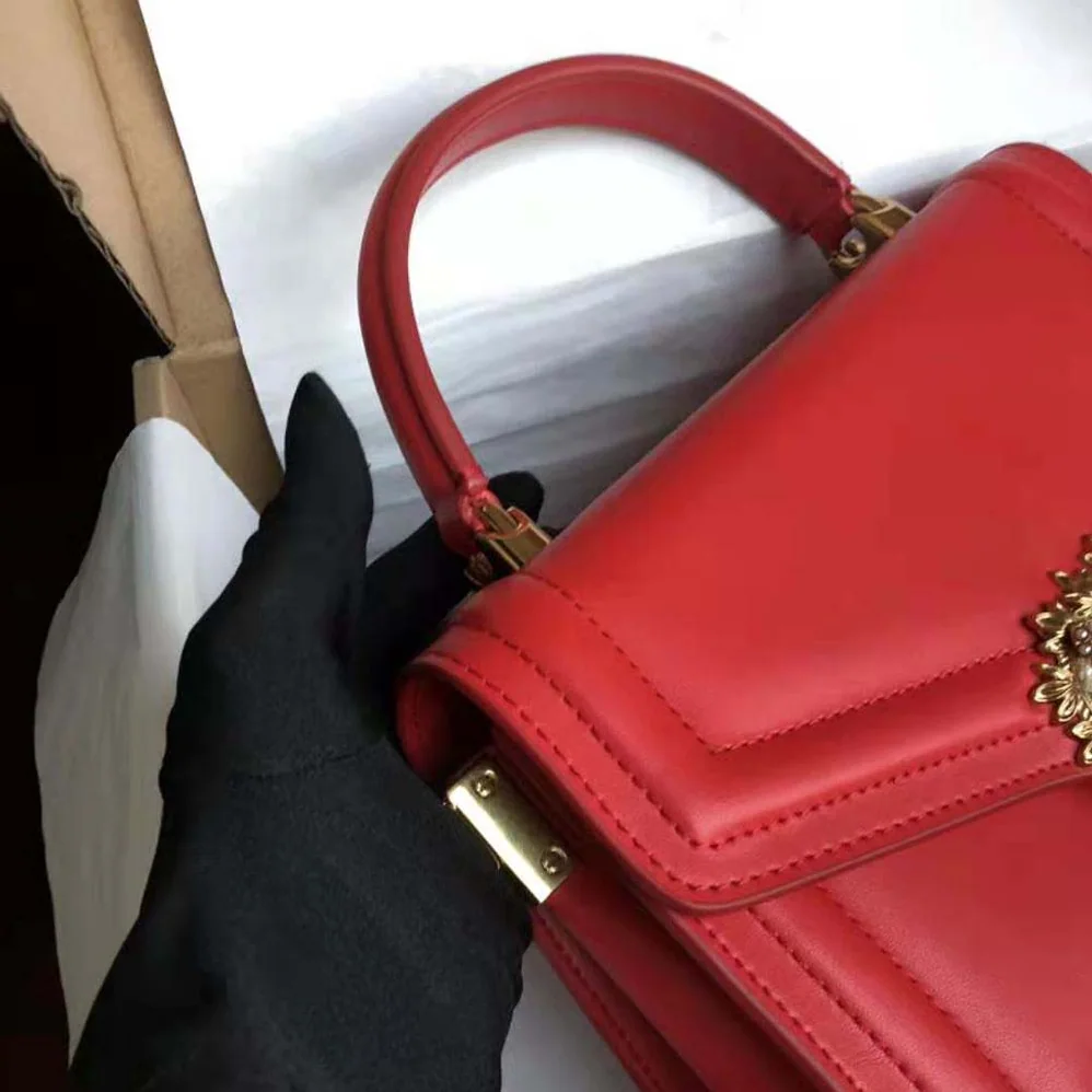 Dolce Gabbana D&G Small Smooth Calfskin Devotion Bag for Women in Red