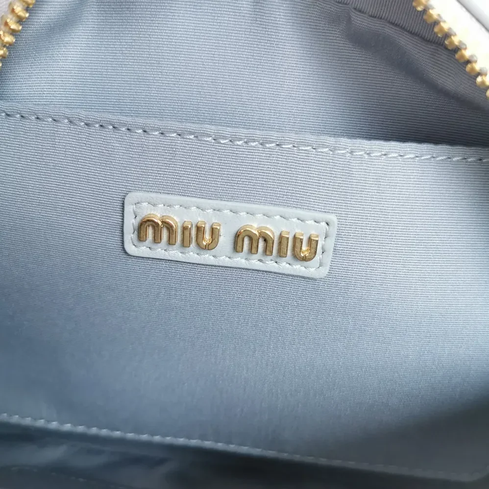 Miu Miu Arcadie Matelassé Nappa Leather Bag for Women in Pearl Gray