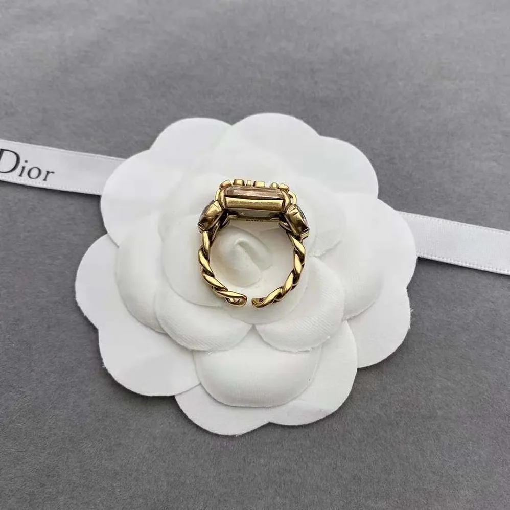 Dior J'Adior Ring Antique Gold-Finish Metal and Multicolor Crystals for Women Dior J'Adior Ring Antique Gold-Finish Metal and Multicolor Crystals for Women