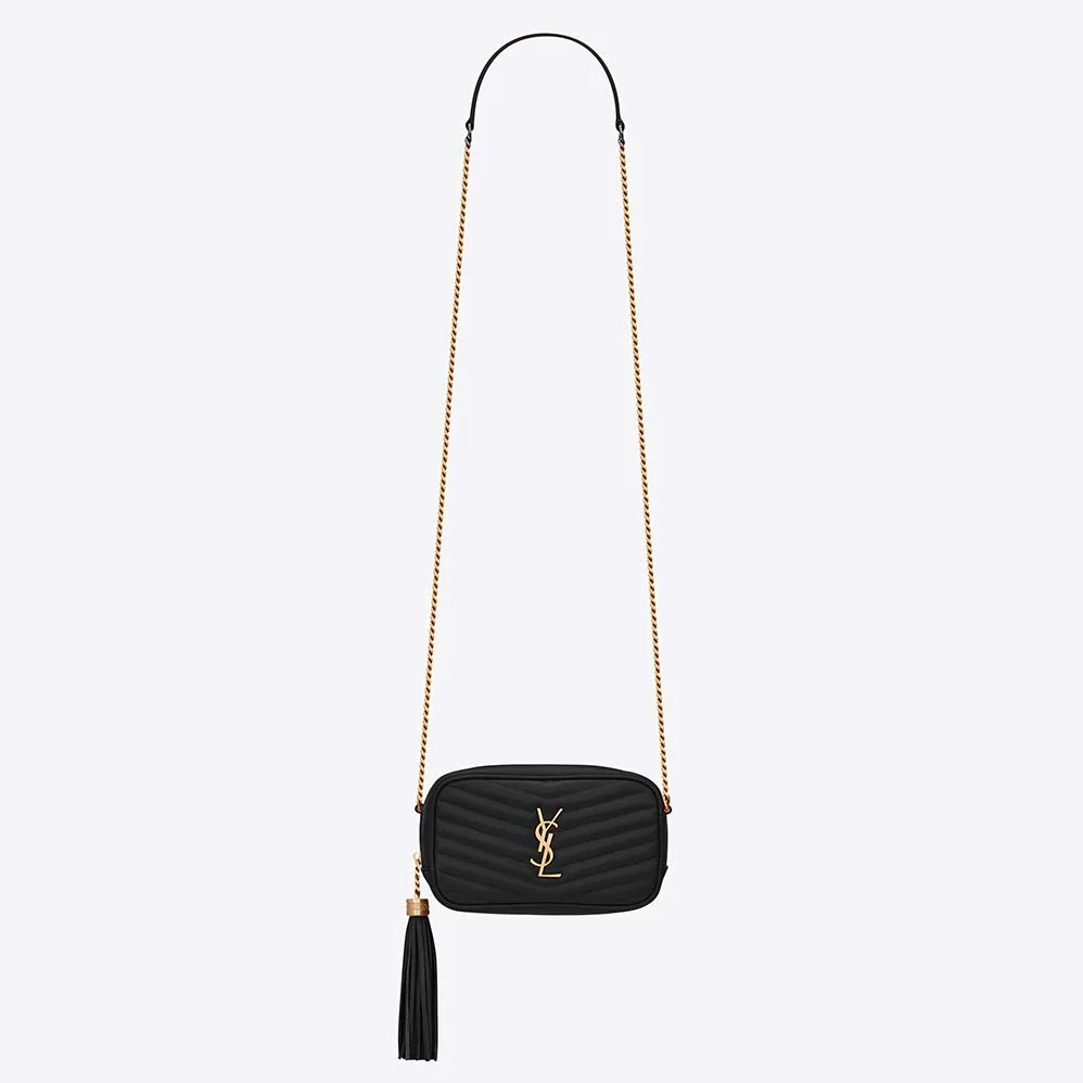 Saint Laurent YSL Lou Mini Bag in Quilted Grain DE Poudre Embossed Leather for Women in Black Saint Laurent YSL Lou Mini Bag in Quilted Grain DE Poudre Embossed Leather for Women in Black
