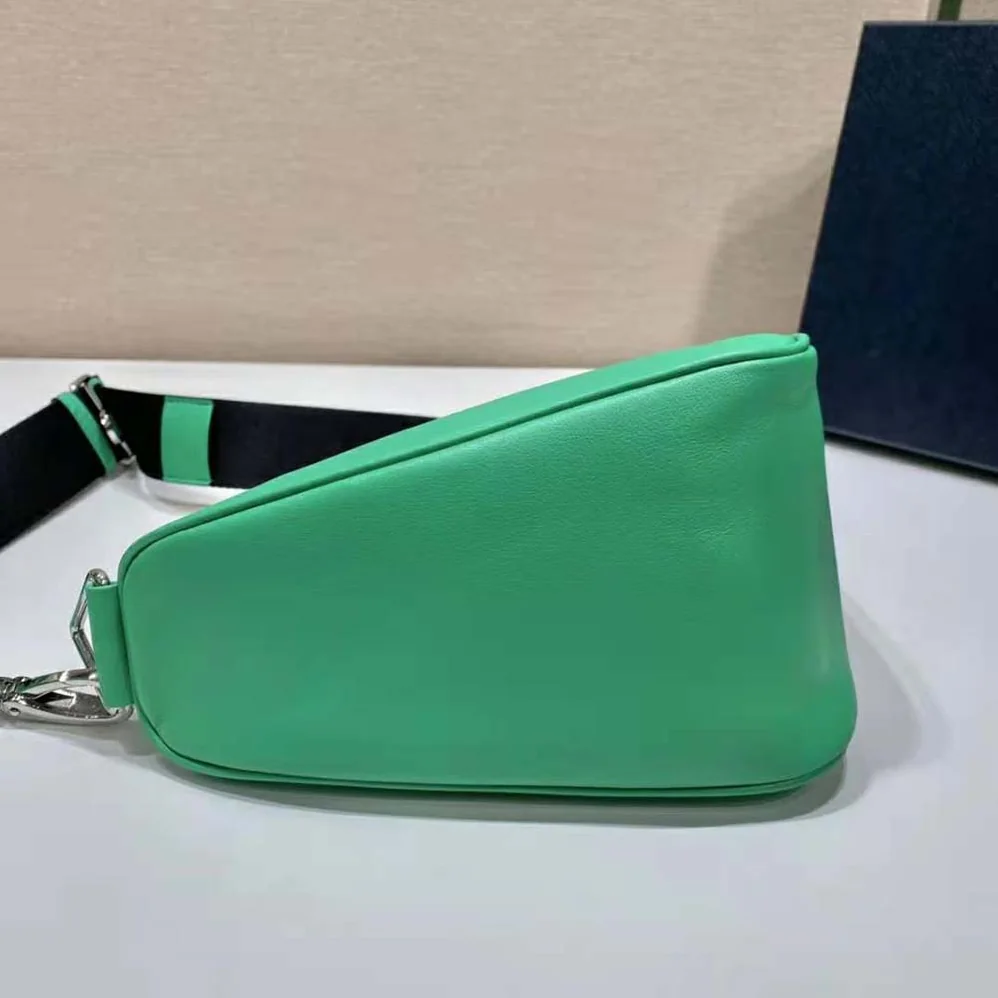 Prada Leather Triangle Shoulder Bag for Women in Green Prada Leather Triangle Shoulder Bag for Women in Green