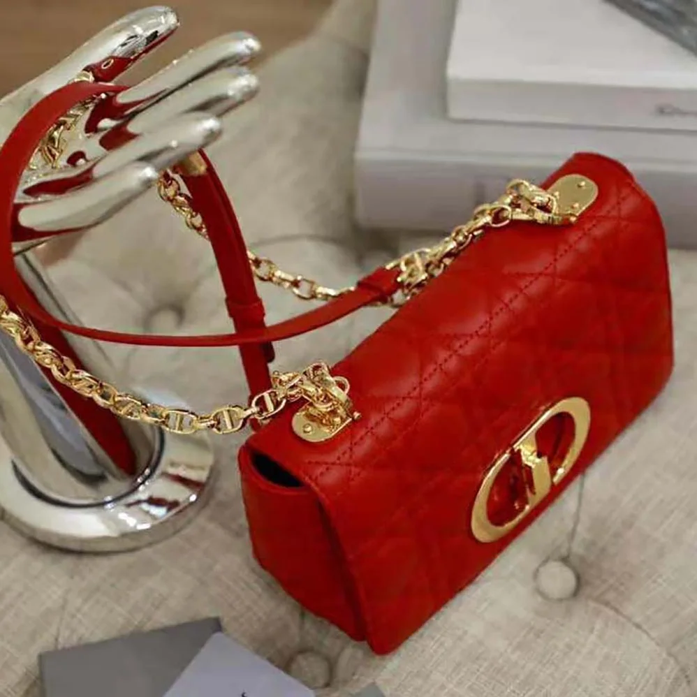 Dior Small Dior Caro Bag Supple Cannage Calfskin for Women in Red Dior Small Dior Caro Bag Supple Cannage Calfskin for Women in Red