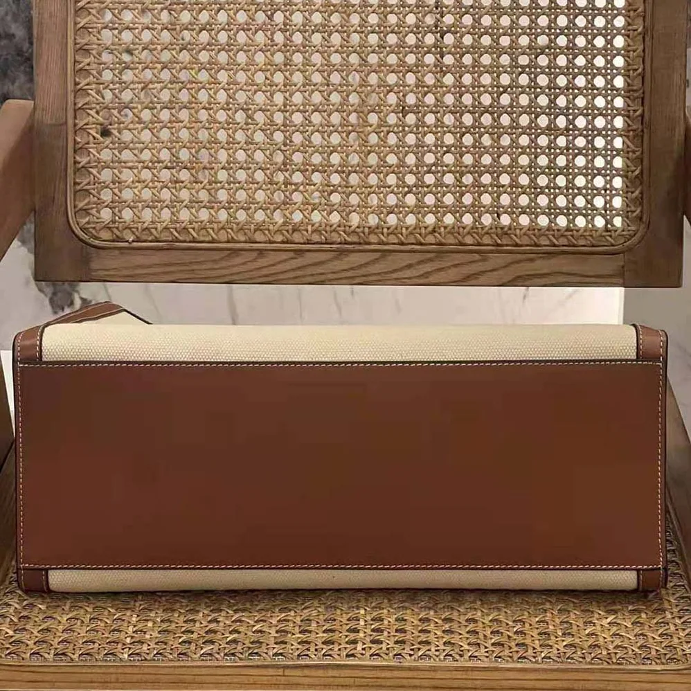 Celine Cabas 16 in Textile and Calfskin for Women in Beige Celine Cabas 16 in Textile and Calfskin for Women in Beige