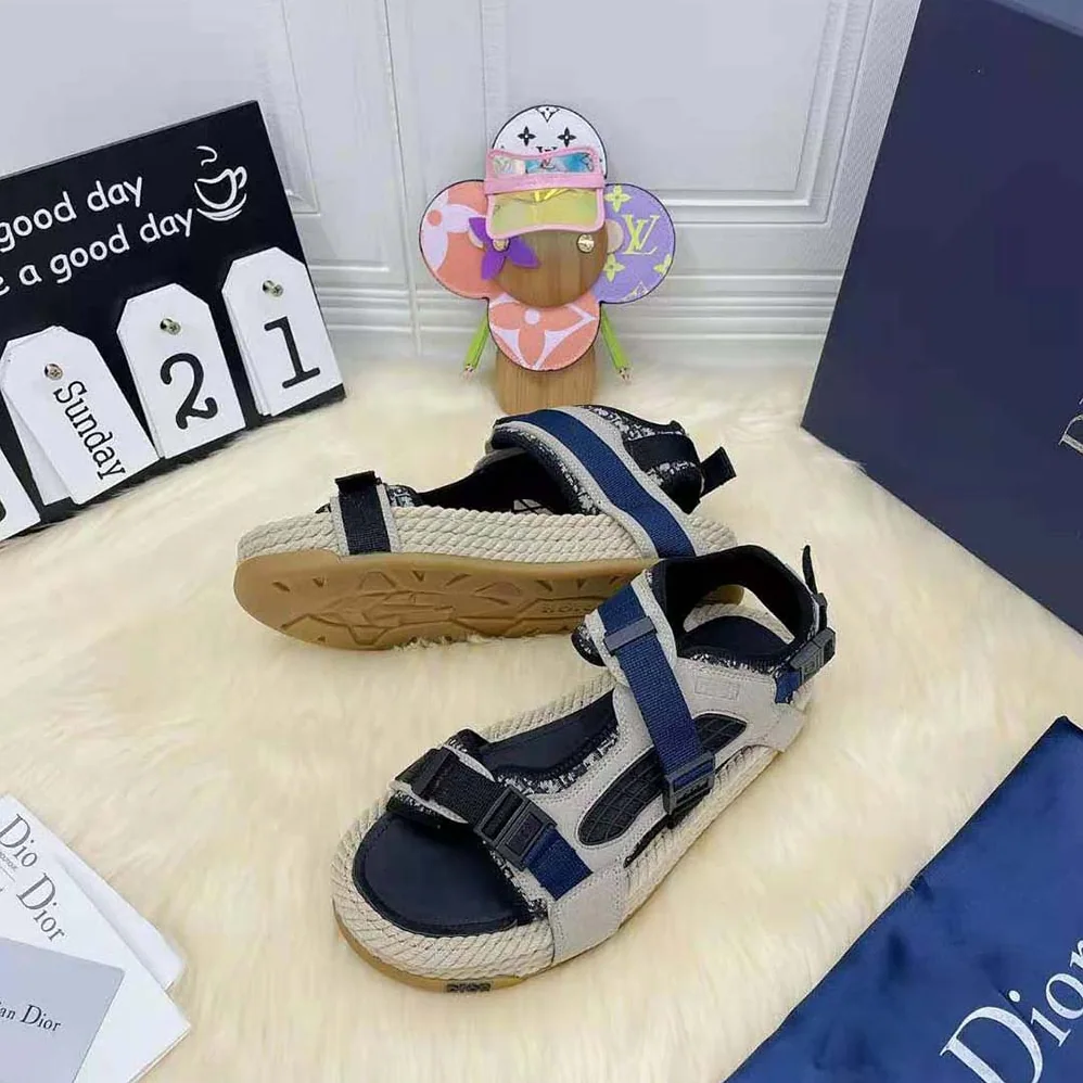 Dior Atlas Sandal Beige and Black Dior Oblique Jacquard with Beige Suede for Men Dior Atlas Sandal Beige and Black Dior Oblique Jacquard with Beige Suede for Men