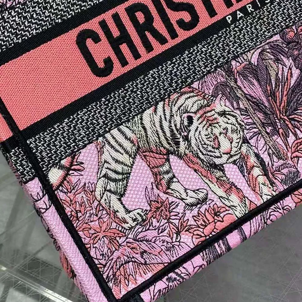 Dior Large Dior Book Tote Pink Multicolor Toile de Jouy Voyage Embroidery for Women