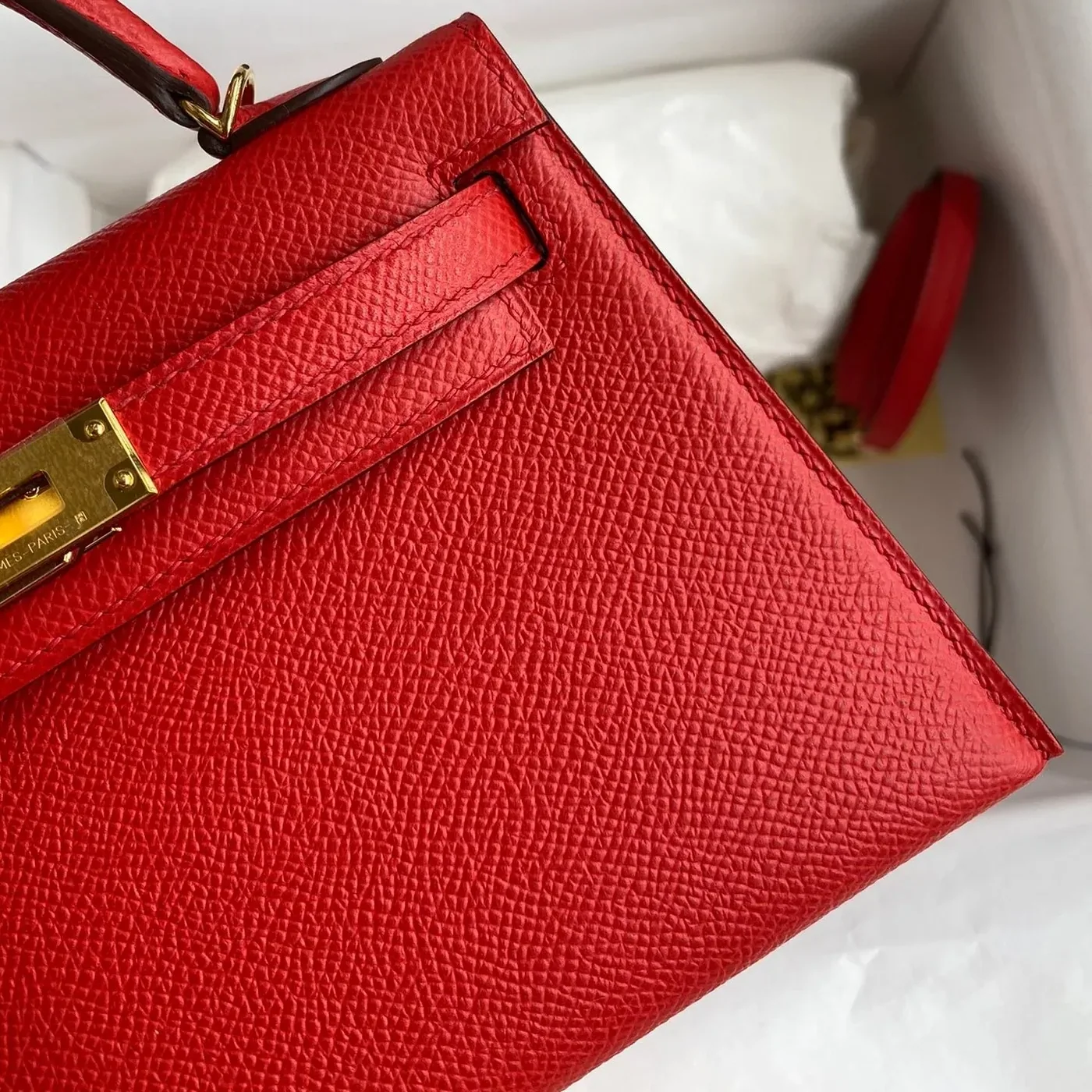 Hermes Kelly Mini Top Handle Bag in Rouge Epsom Gold Hardware