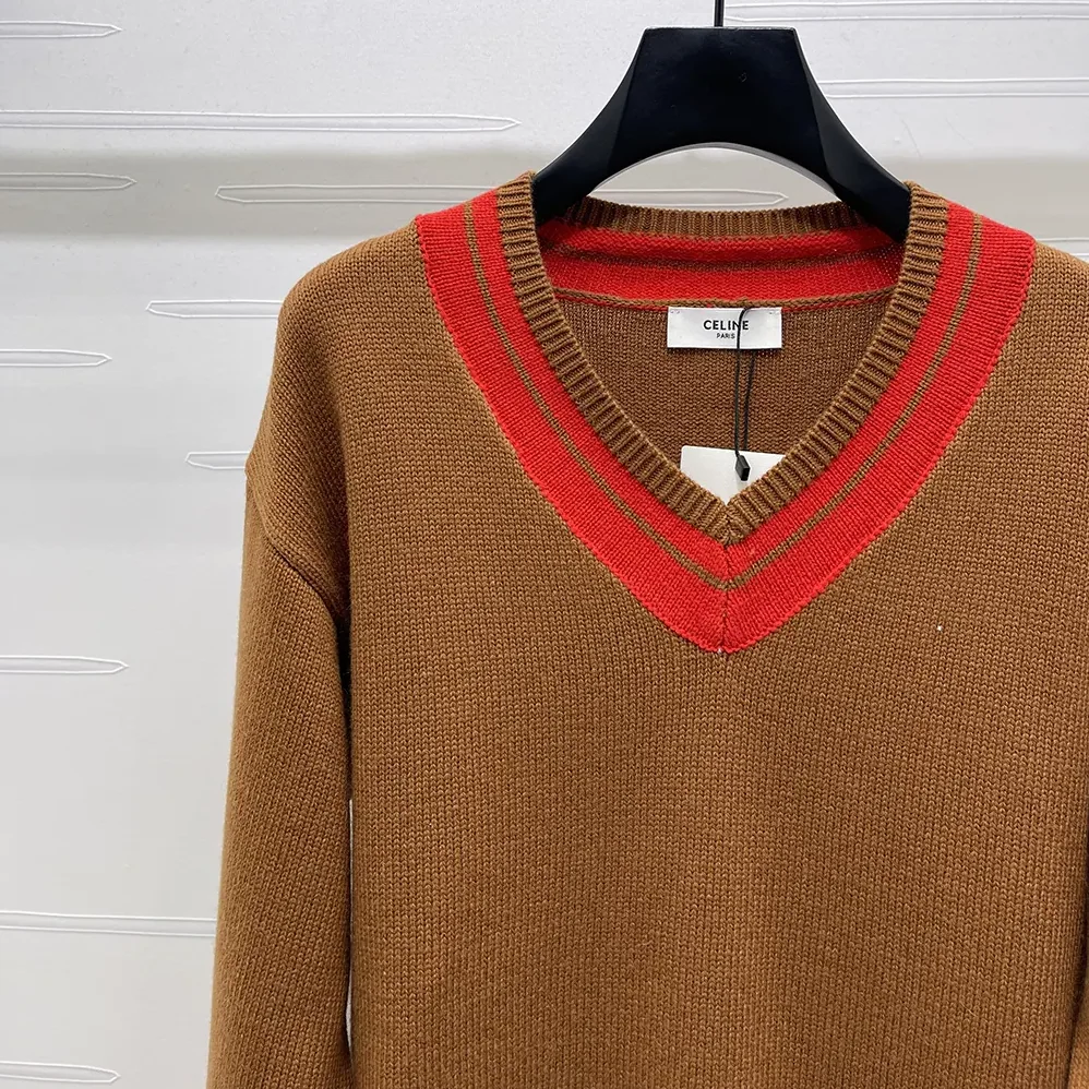 Celine V-Neck Sweater in Cashmere for Men in Brown