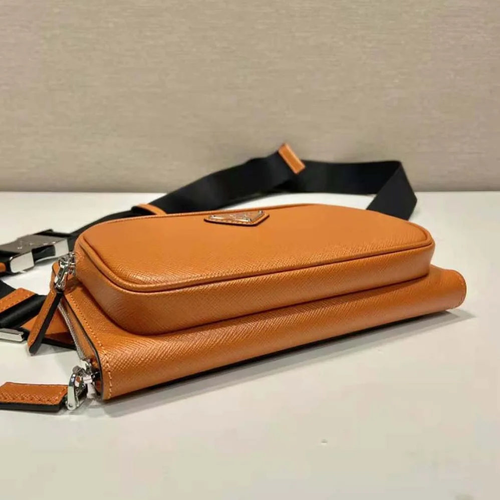 Prada Saffiano Leather Belt Bag for Men in Orange Prada Saffiano Leather Belt Bag for Men in Orange