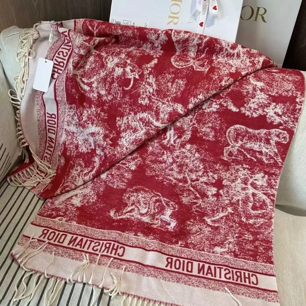 Dior Toile de Jouy Sauvage Scarf Red Cashmere and Wool for Women Dior Toile de Jouy Sauvage Scarf Red Cashmere and Wool for Women