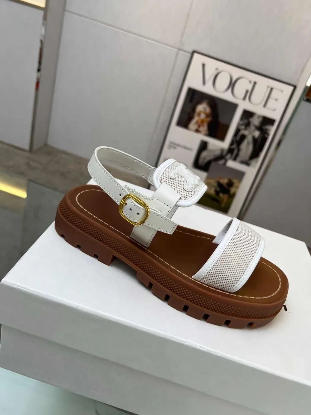 Celine Clea Triomphe Sandal White Celine Clea Triomphe Sandal White