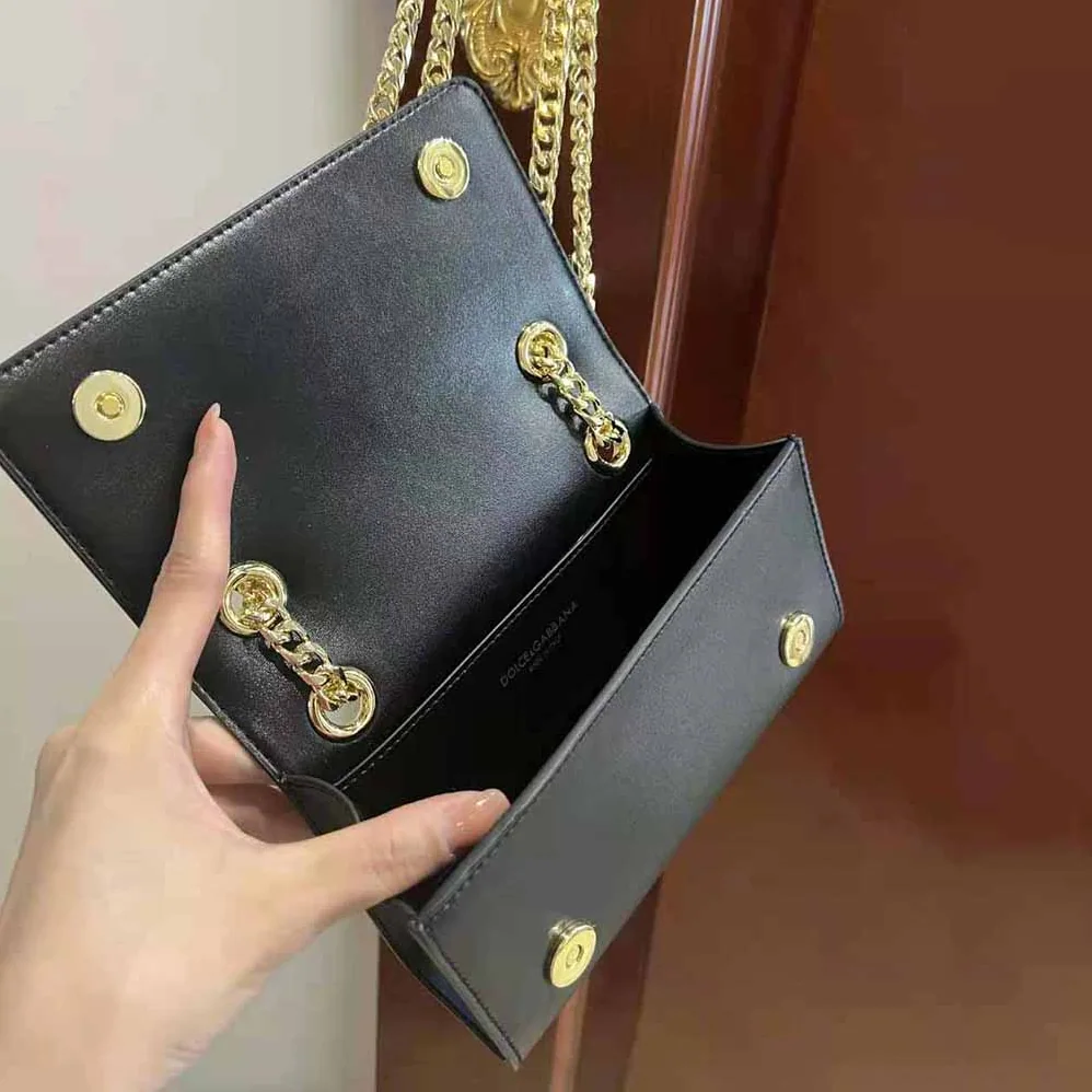 Dolce Gabbana D&G Polished Calfskin 3.5 Phone Bag for Women in Black