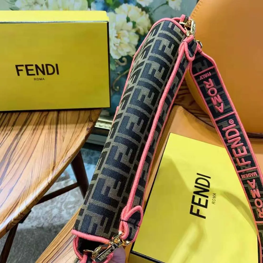 Fendi Baguette Large Fendi Roma for Women in Amor Fabric Bag Fendi Baguette Large Fendi Roma for Women in Amor Fabric Bag