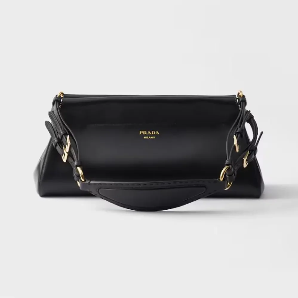 Prada Enchaîné Medium Leather Bag for Women in Black