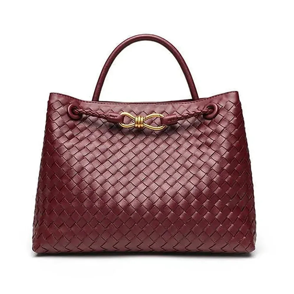 Bottega Veneta Medium Andiamo in Supple Intrecciato Leather for Women in Maroon Bottega Veneta Medium Andiamo in Supple Intrecciato Leather for Women in Maroon