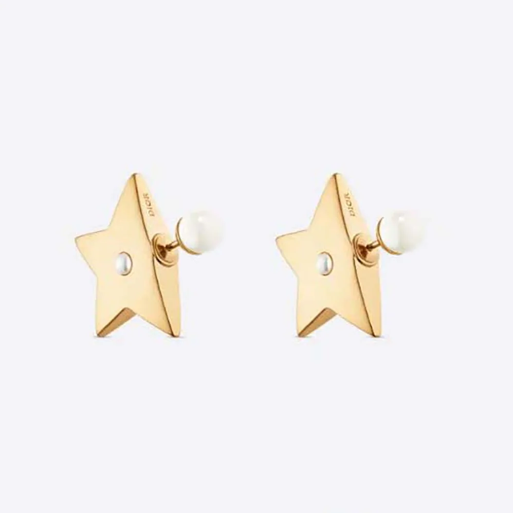Dior Tribales Earrings Gold-Finish Metal and White Resin Pearls for Women Dior Tribales Earrings Gold-Finish Metal and White Resin Pearls for Women
