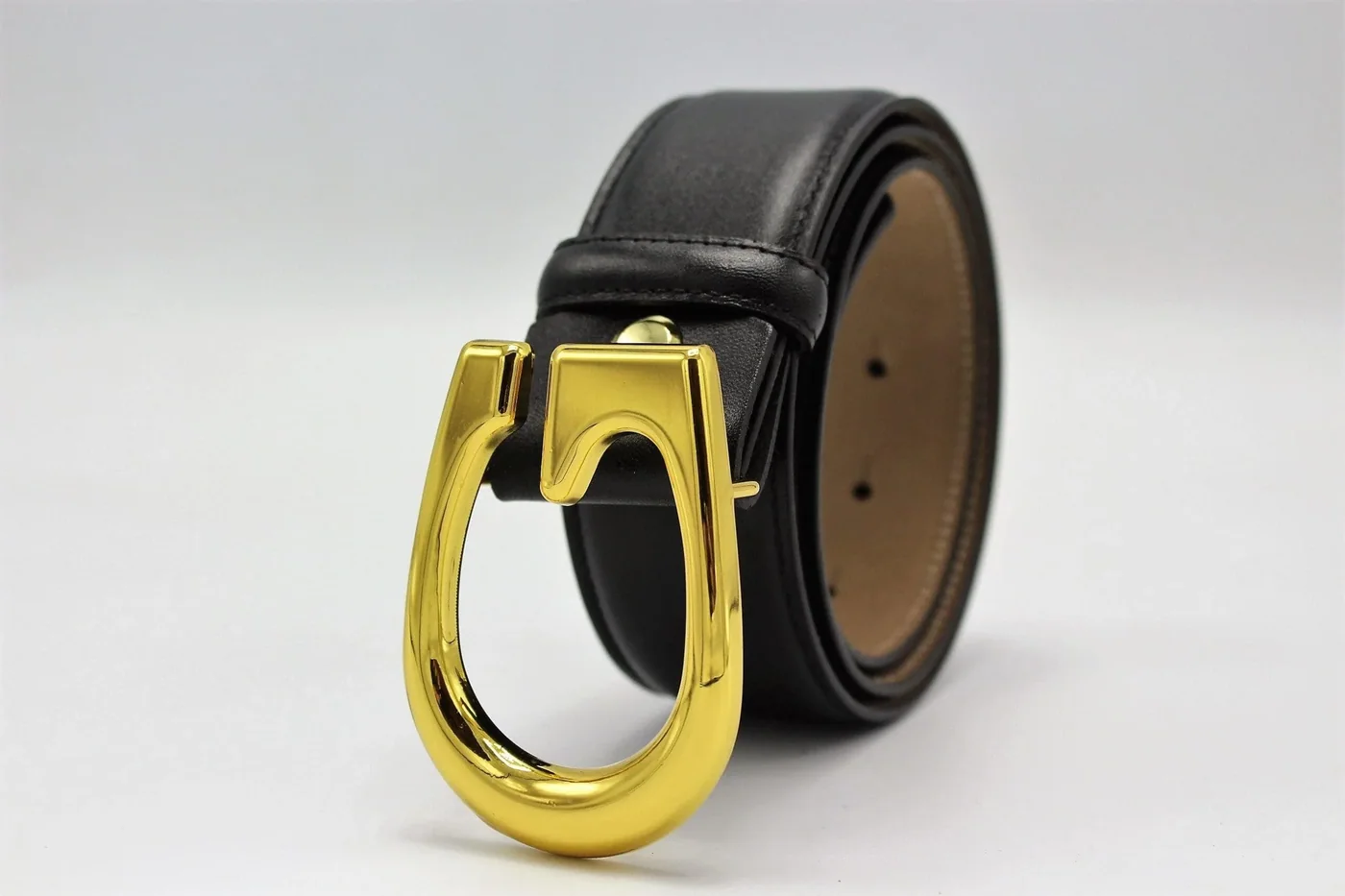 G Gold Buckle Leather Belt