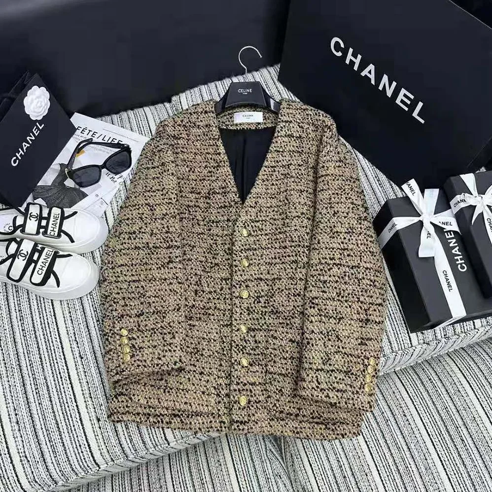 Celine Oversized Cardigan in Tweed for Women