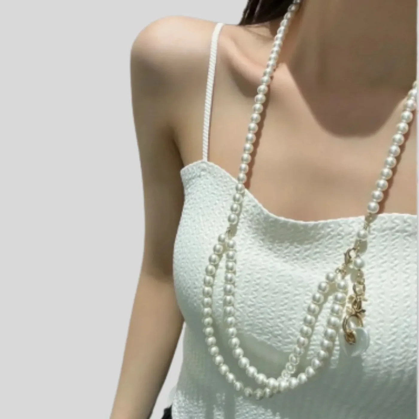 Chanel 24 Milky White Heart Shaped Pearl Waist Necklace