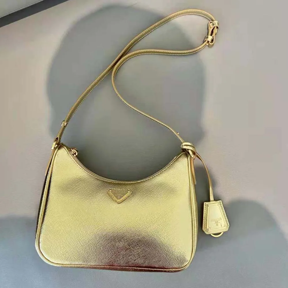 Prada Saffiano Leather Mini Bag for Women in Gold Prada Saffiano Leather Mini Bag for Women in Gold