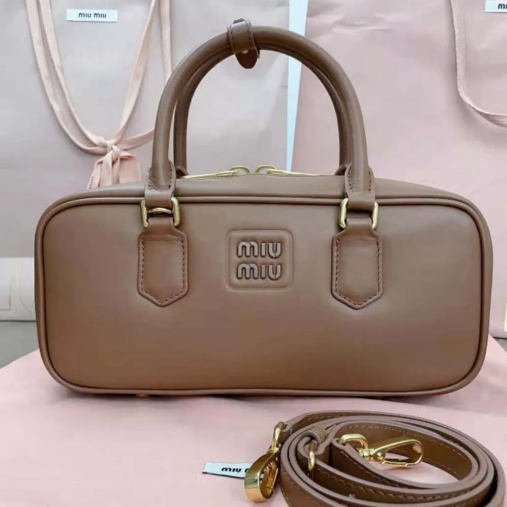 Miu Miu Arcadie Leather Bag for Women in Brown Miu Miu Arcadie Leather Bag for Women in Brown