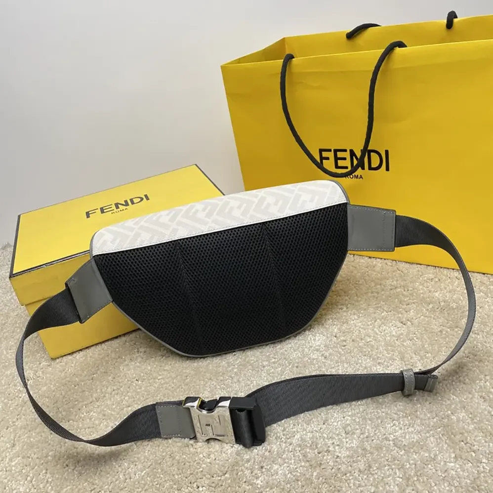 Fendi Diagonal Belt Bag Leather for Men in White