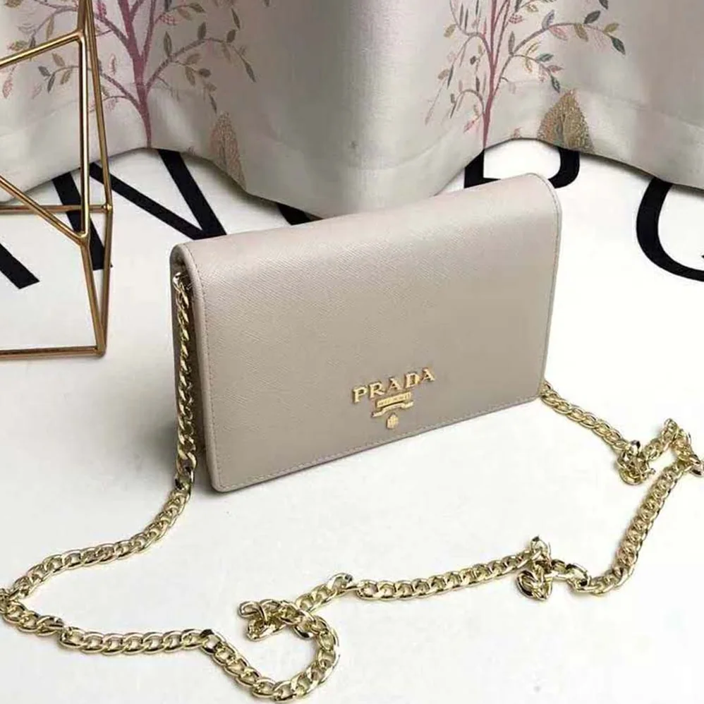 Prada Saffiano Leather Shoulder Bag for Women in Beige