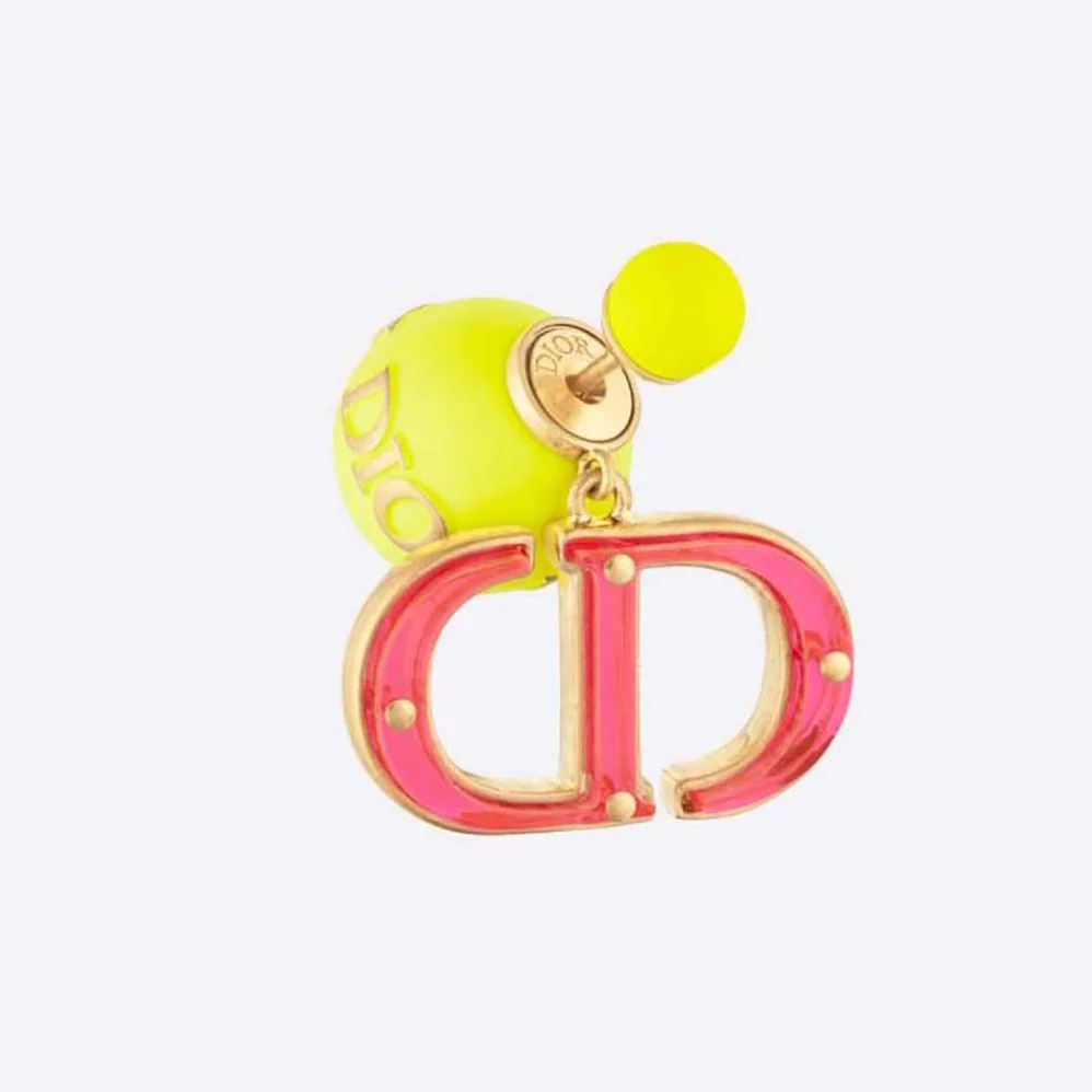 Dior Tribales Earring Gold-Finish Metal with Fluorescent Yellow Lacquer for Women Dior Tribales Earring Gold-Finish Metal with Fluorescent Yellow Lacquer for Women