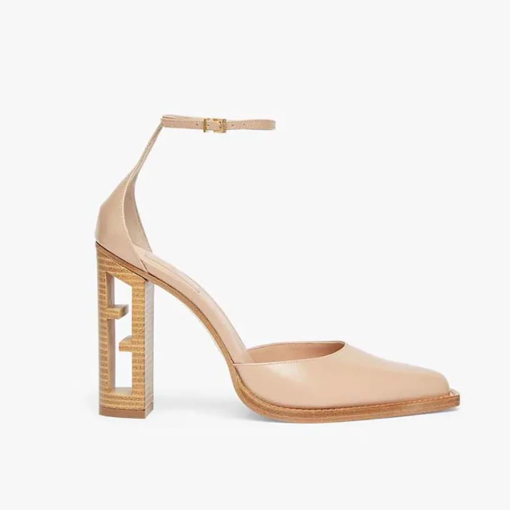Fendi Cut Pink Leather High for Women in Heeled Court Shoes