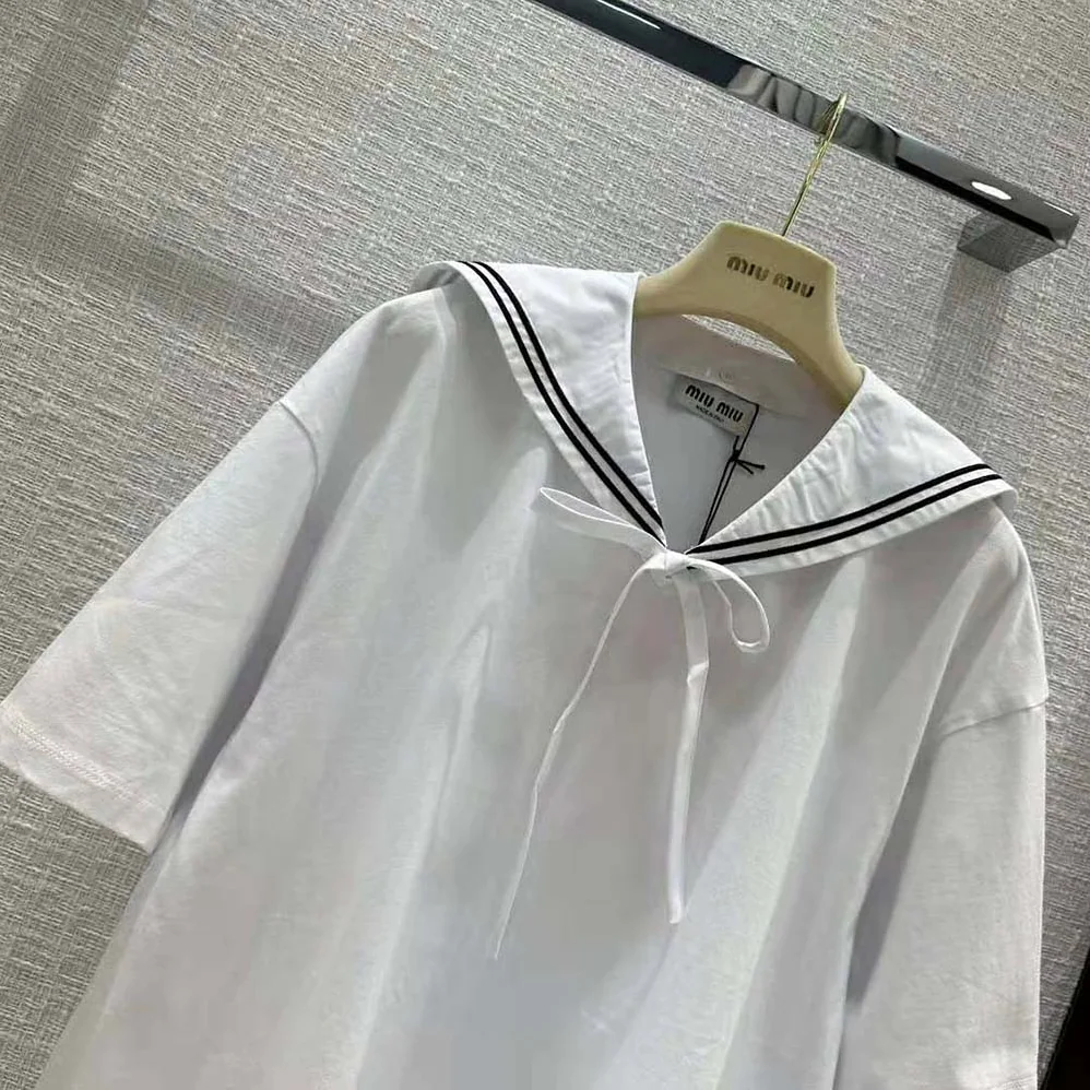Miu Miu Embroidered Cotton T for Women in shirt with Embroidered Logo Miu Miu Embroidered Cotton T for Women in shirt with Embroidered Logo