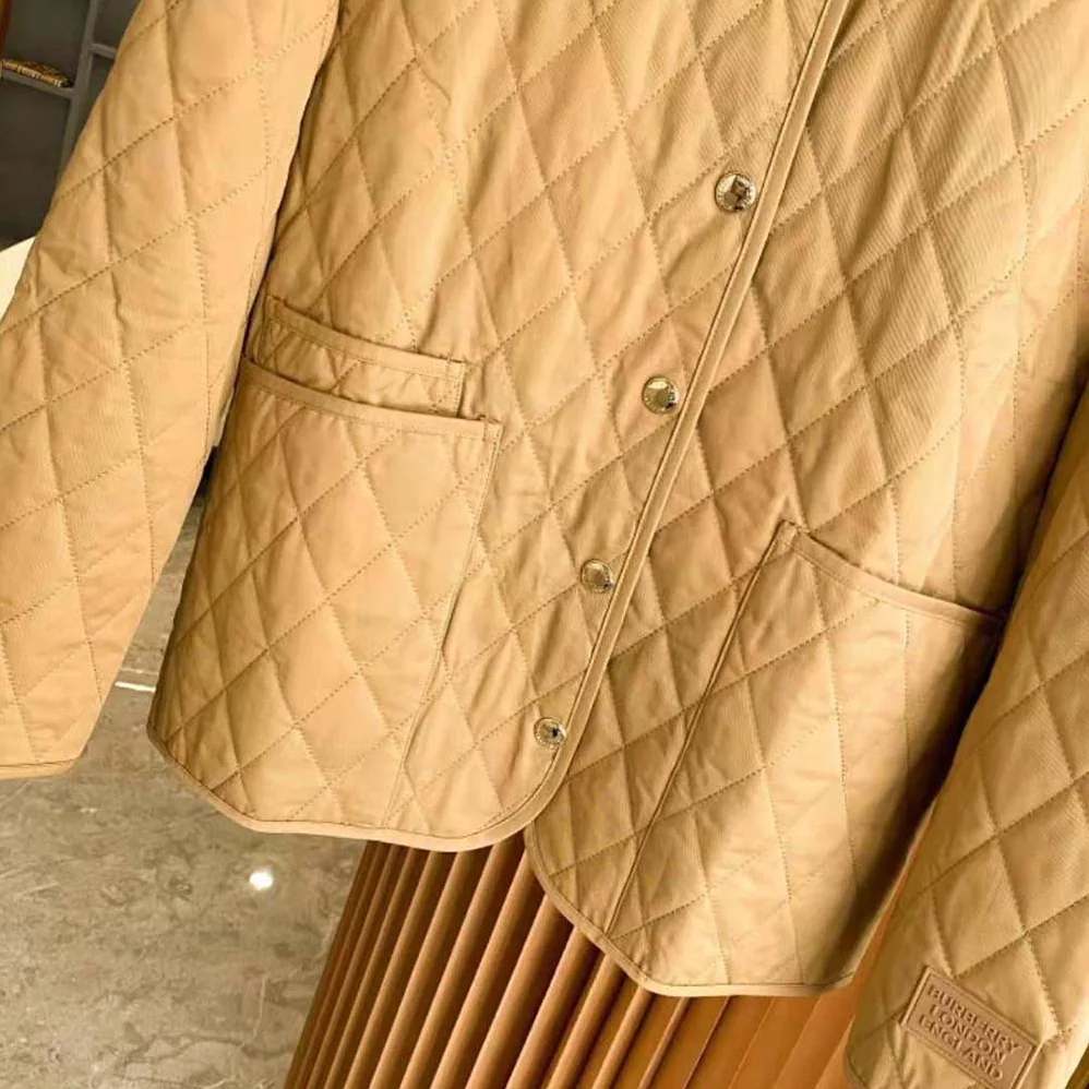 Burberry Corduroy Collar Diamond Quilted Jacket for Women