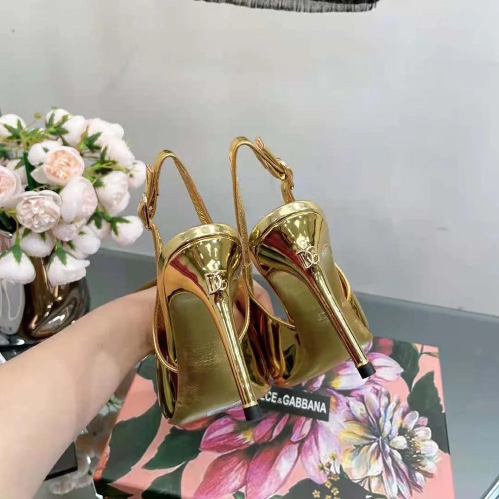 Dolce Gabbana D&G Mirrored for Women in Effect Calfskin Slingbacks