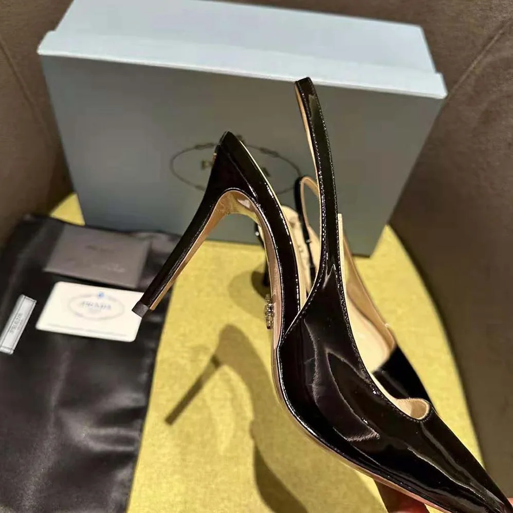 Prada Patent Leather Slingbacks for Women in Black