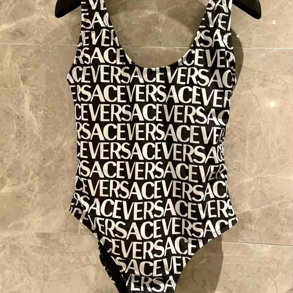 Versace Allover One-piece Swimsuit for Women in Black
