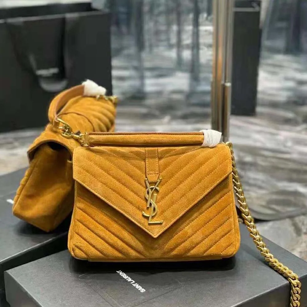 Saint Laurent YSL College Medium in Quilted Suede for Women