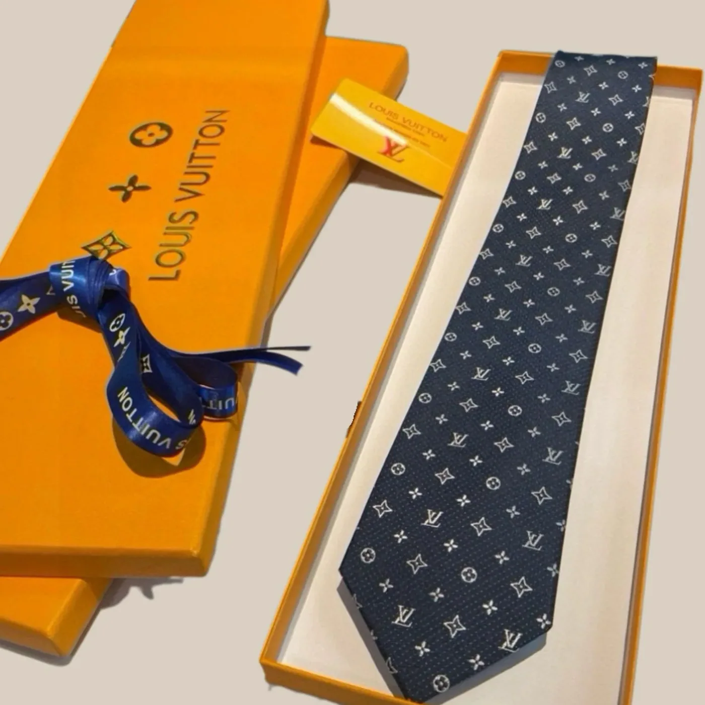 Louis Vuitton Monogram Silk Tie Deep Blue Louis Vuitton Monogram Silk Tie Deep Blue