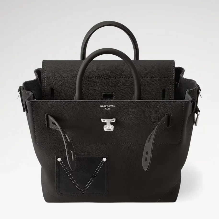 Louis Vuitton Steamer 30 Top Handle Bag in Black Silver Hardware
