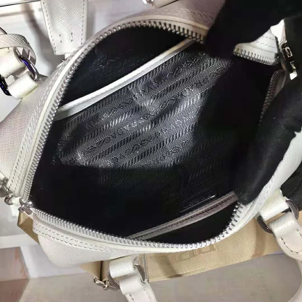 Prada Saffiano Leather Top-handle Bag for Women in White Prada Saffiano Leather Top-handle Bag for Women in White